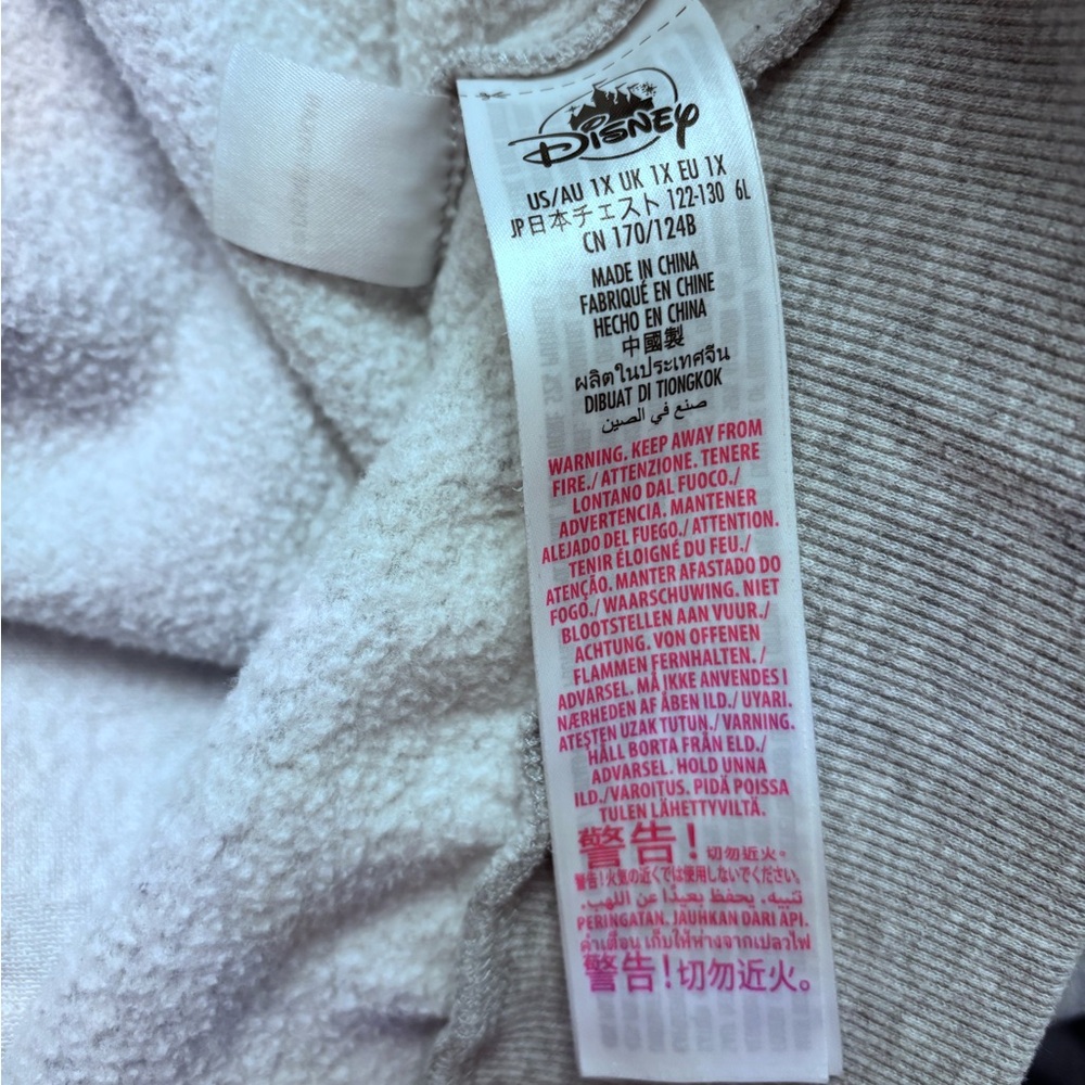 Disney Hoodie Gray Full Zip Disneyland Play In The Park Mickey Minnie Jacket 1X - Picture 7 of 7